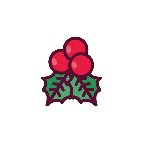 Весёлые рождественские ягоды и векторный дизайн листьев — стоковый вектор