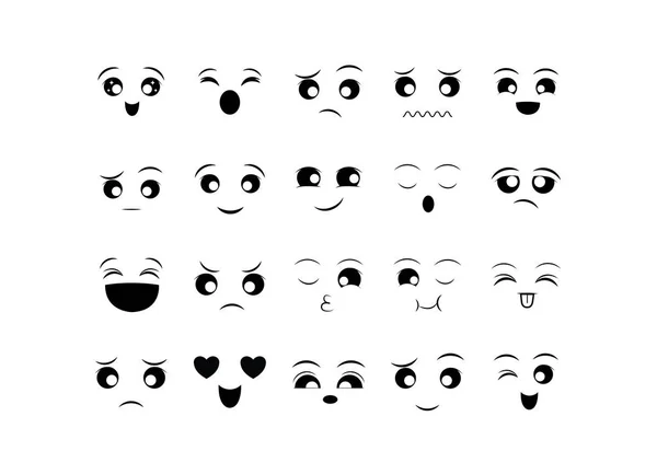Geïsoleerde cartoons gezichten pictogram set vector ontwerp — Stockvector