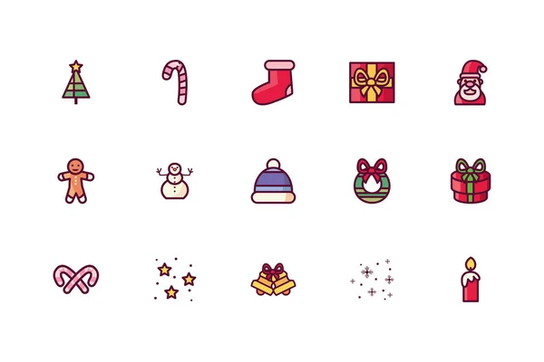 Frohe Weihnachten Icon Set Vektor-Design — Stockvektor