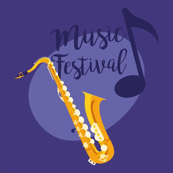 Saxophone instrument de musique festival vectoriel design — Image vectorielle