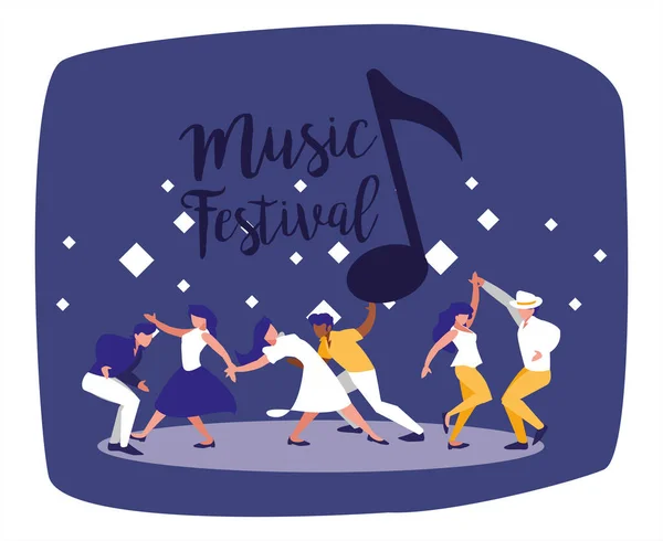 Festival de musique danseurs vectoriel design — Image vectorielle
