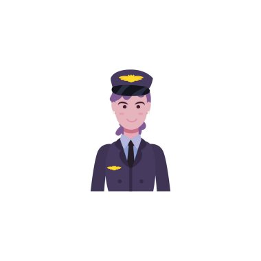 İzole kadın pilot avatar vektör tasarımı