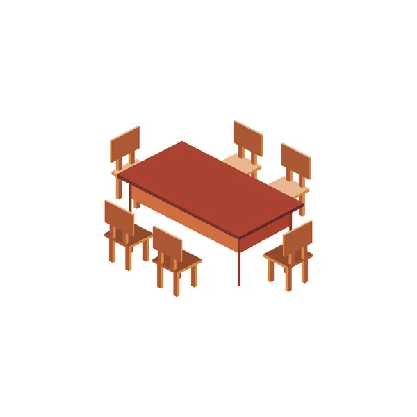 Изолированный стол с векторным дизайном стульев — стоковый вектор