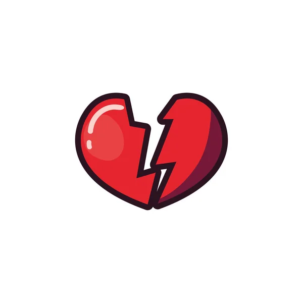 Diseño de vector de icono de corazón roto aislado — Archivo Imágenes Vectoriales