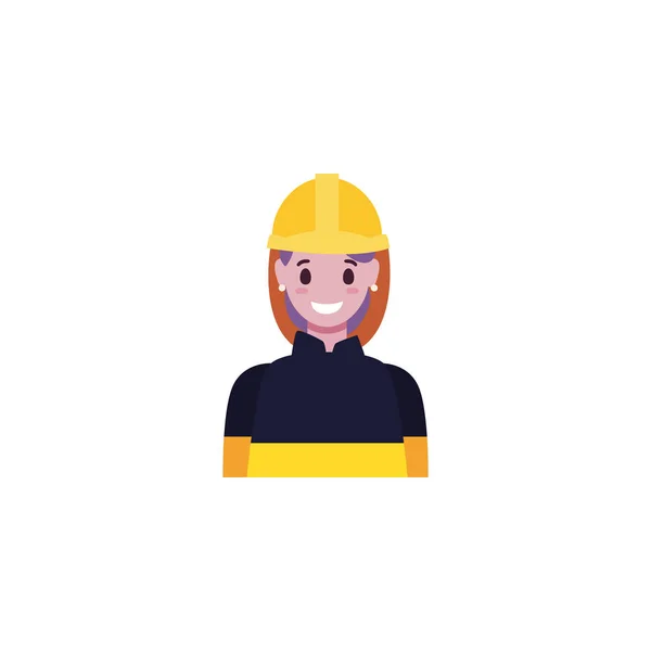 黄色のヘルメットベクトルデザインの隔離されたビルダーのアバター女性 — ストックベクタ