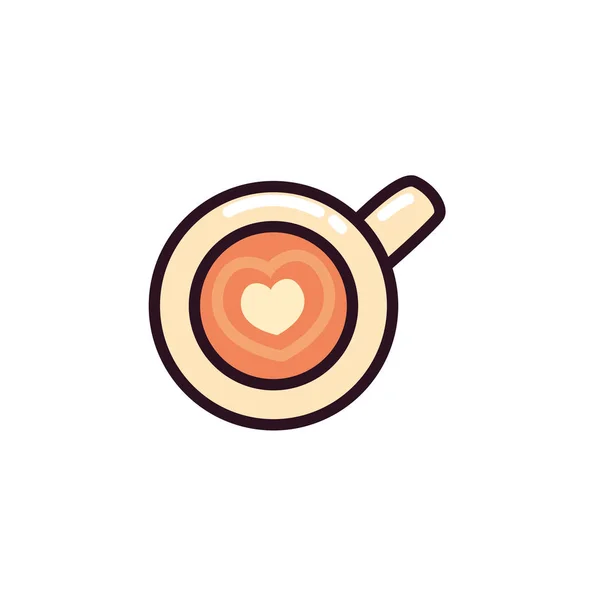 Kahve fincanı vektör tasarımında izole kalp. — Stok Vektör