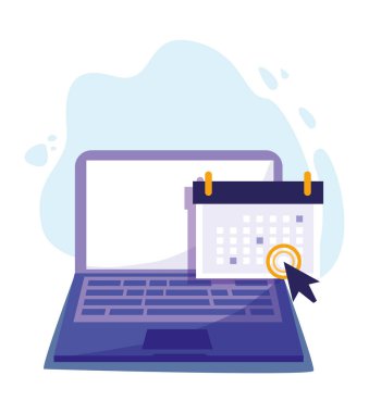 Dijital dizüstü bilgisayar ve takvim vektör tasarımı