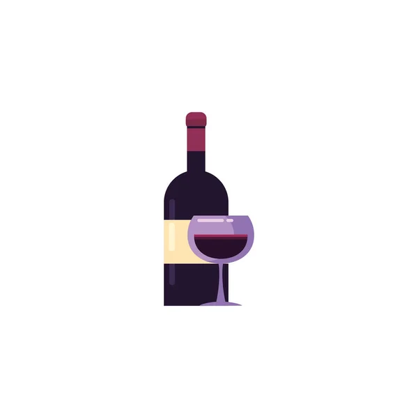 Ізольована пляшка вина та кубок Векторний дизайн — стоковий вектор