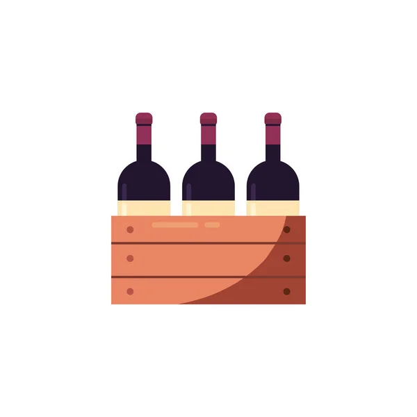 Botellas de vino aisladas dentro de diseño de vectores de caja — Archivo Imágenes Vectoriales