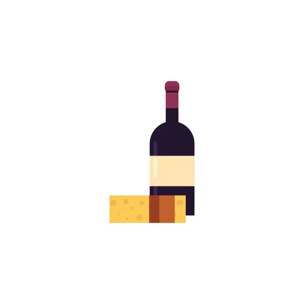 Diseño aislado de botellas de vino y vectores de queso — Vector de stock