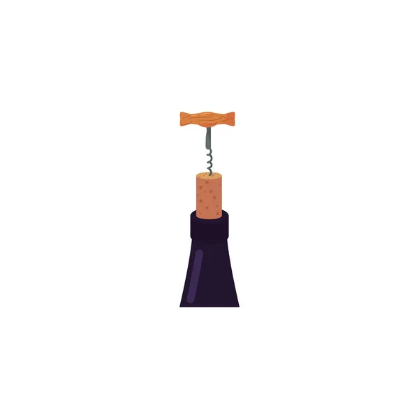 Isolated wine corkscrew and bottle vector design — 스톡 벡터