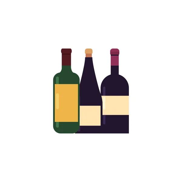 Botellas de vino aisladas diseño vectorial — Archivo Imágenes Vectoriales