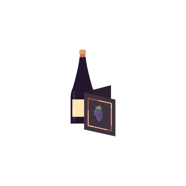 Bouteille de vin isolée et design vectoriel de menu — Image vectorielle