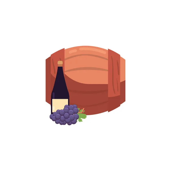 Baril de vin isolé et conception vectorielle de raisin — Image vectorielle
