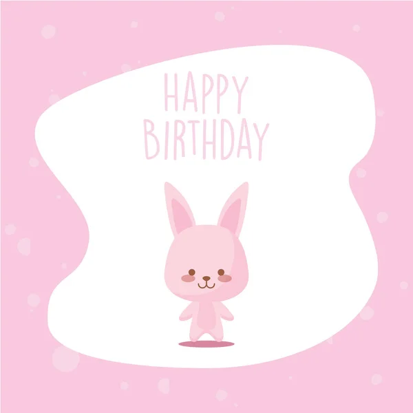 Dibujos animados de conejo y feliz cumpleaños vector de diseño — Vector de stock