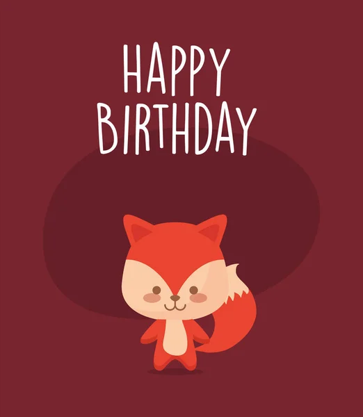 Dibujos animados de zorro y feliz cumpleaños vector de diseño — Vector de stock