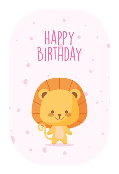 Dibujos animados de león y feliz cumpleaños vector de diseño — Vector de stock