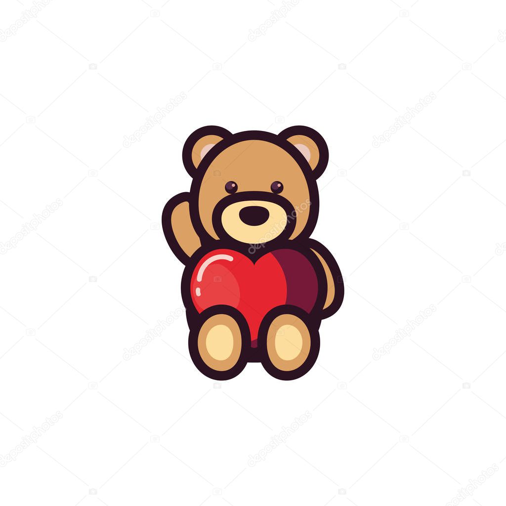 Cute bear cartoon and heart vector design