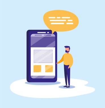Dijital akıllı telefon ve insan vektör tasarımı