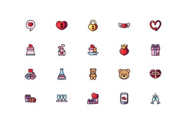 Aşk ve sevgililer günü ikonu vektör dizaynı