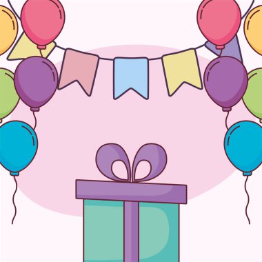 Doğum günü hediyen ve balon vektör tasarımın kutlu olsun.