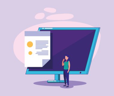 Dijital bilgisayar ve kadın vektör tasarımı