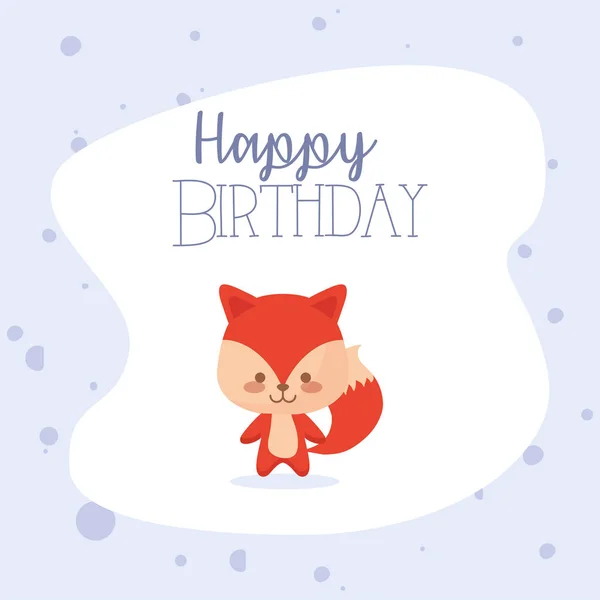 Dibujos animados de zorro y feliz cumpleaños vector de diseño — Vector de stock