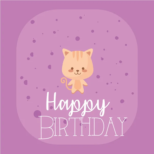 मांजर कार्टून आणि शुभेच्छा वाढदिवस वेक्टर डिझाइन — स्टॉक व्हेक्टर