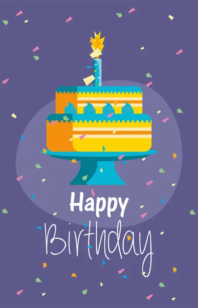 Happy birthday cake vector design — Stock Vector