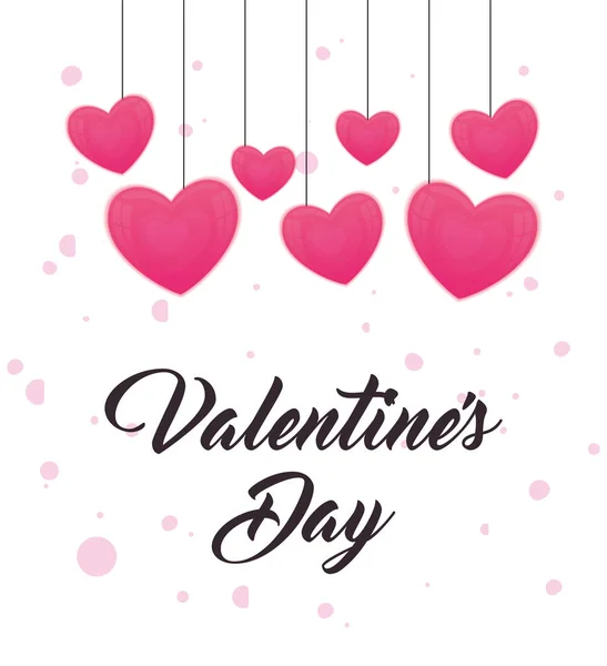 Happy valentines day pink hearts vector design — Stock Vector