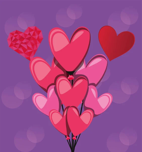 Happy Valentines coeur ballons conception vectorielle — Image vectorielle