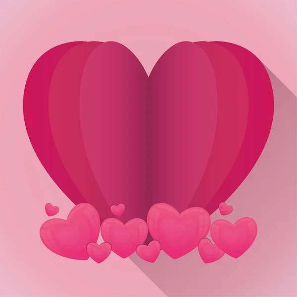 Love pink hearts vector design — 스톡 벡터