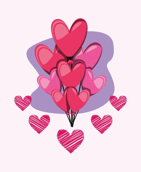 Happy valentines day hearts balloons vector design — Stock Vector