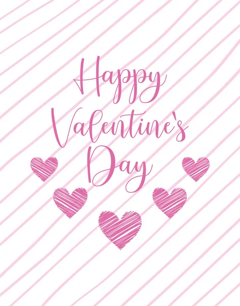 Happy valentines day pink hearts vector design