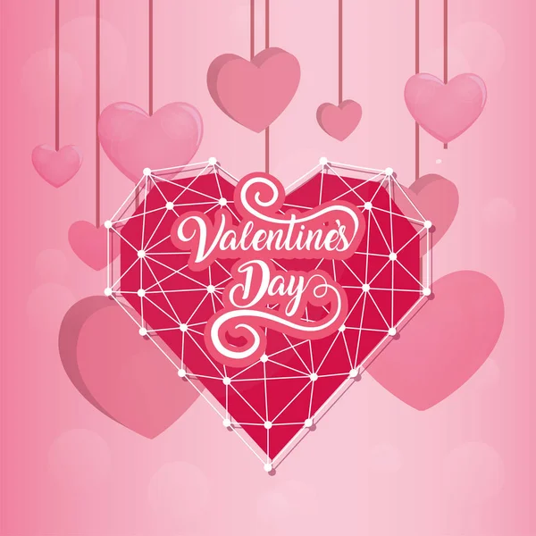Glücklich Valentinstag rosa Herzen Vektor-Design — Stockvektor