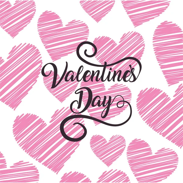 Happy valentines day pink hearts vector design — Stock Vector