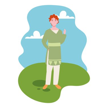 peyzaj arka plan ile duran genç adam