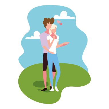 Birbirine aşık çiftler, kadın ve erkek şefkat gösteriyor.