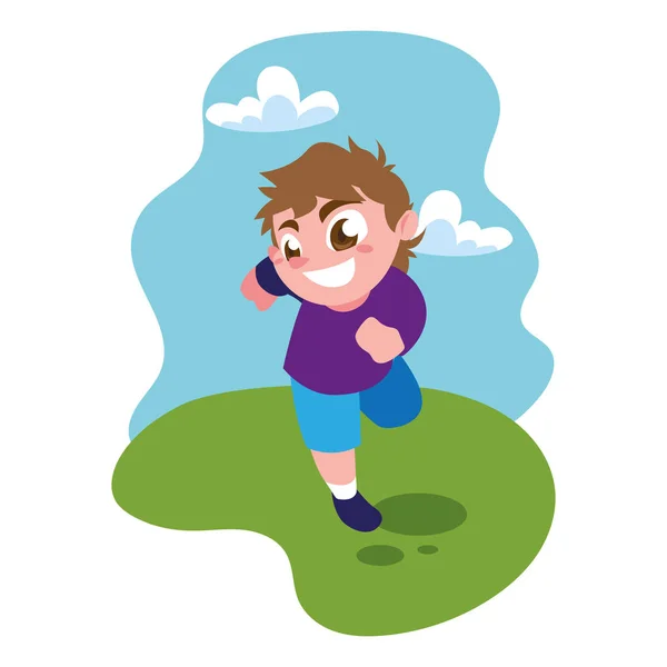 Boy smiling and playing outdoors — Stock Vector