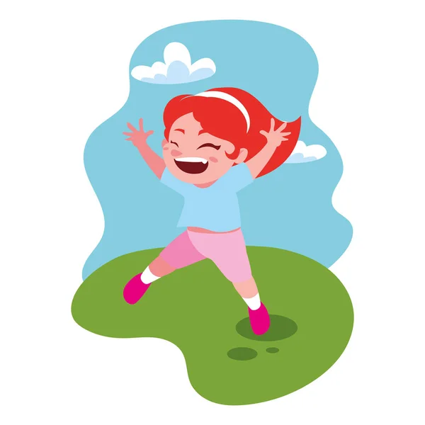 Linda chica sonriendo y jugando al aire libre — Vector de stock