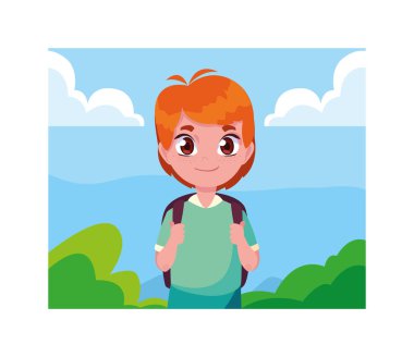 Okul çantalı öğrenci, okula geri dönüyor.