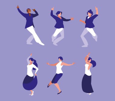 İnsanların dans partisi, dans kulübü, müzik ve gece hayatı.