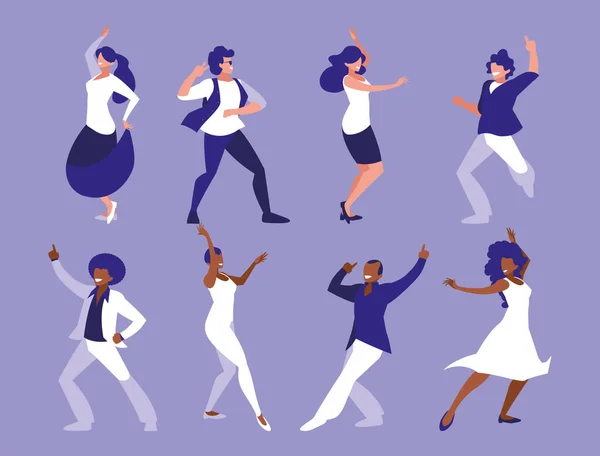 Set of women in dance pose, party, dance club — Stock Vector