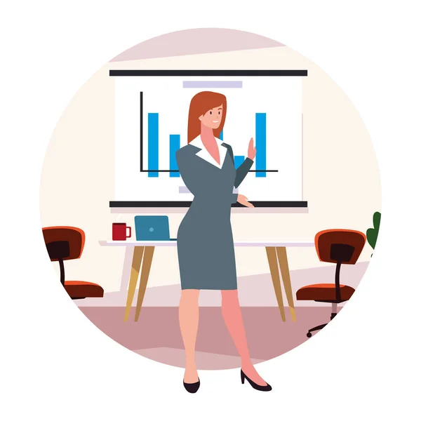 Businesswoman in the work office on white background — 스톡 벡터