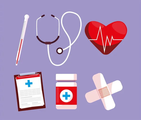 Serie di icone di pronto soccorso medico di emergenza — Vettoriale Stock