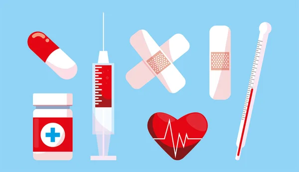 Conjunto de ícones de primeiros socorros de emergência médica —  Vetores de Stock