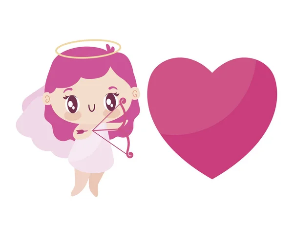 Menina isolada cupido desenho vetorial cartoon — Vetor de Stock