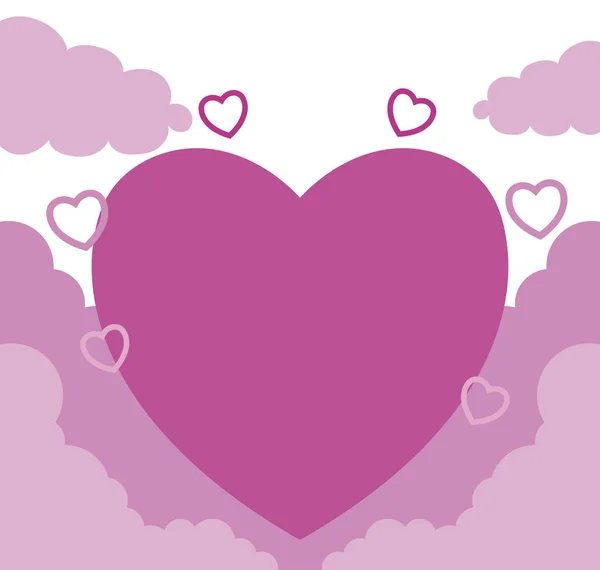 Láska srdce a mraky vektor design — Stockový vektor