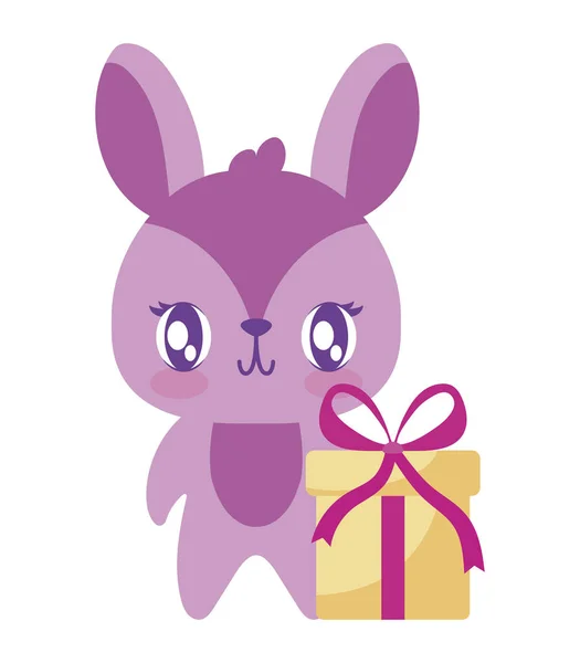 Caricature isolée de lapin avec design vectoriel cadeau — Image vectorielle