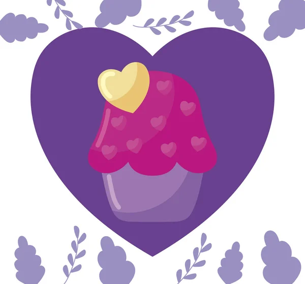 Isolated heart over cupcake vector design — 스톡 벡터